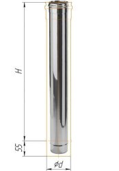 Дымоход Феррум нержавеющий (430/0,8 мм), ф150, L=1,0м